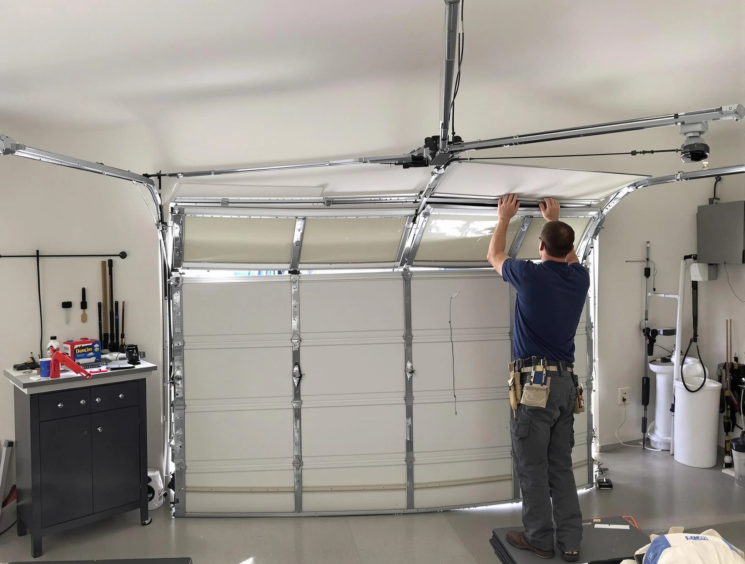 Sayreville Garage Door Repair specialist performing precise section replacement on Sayreville garage door