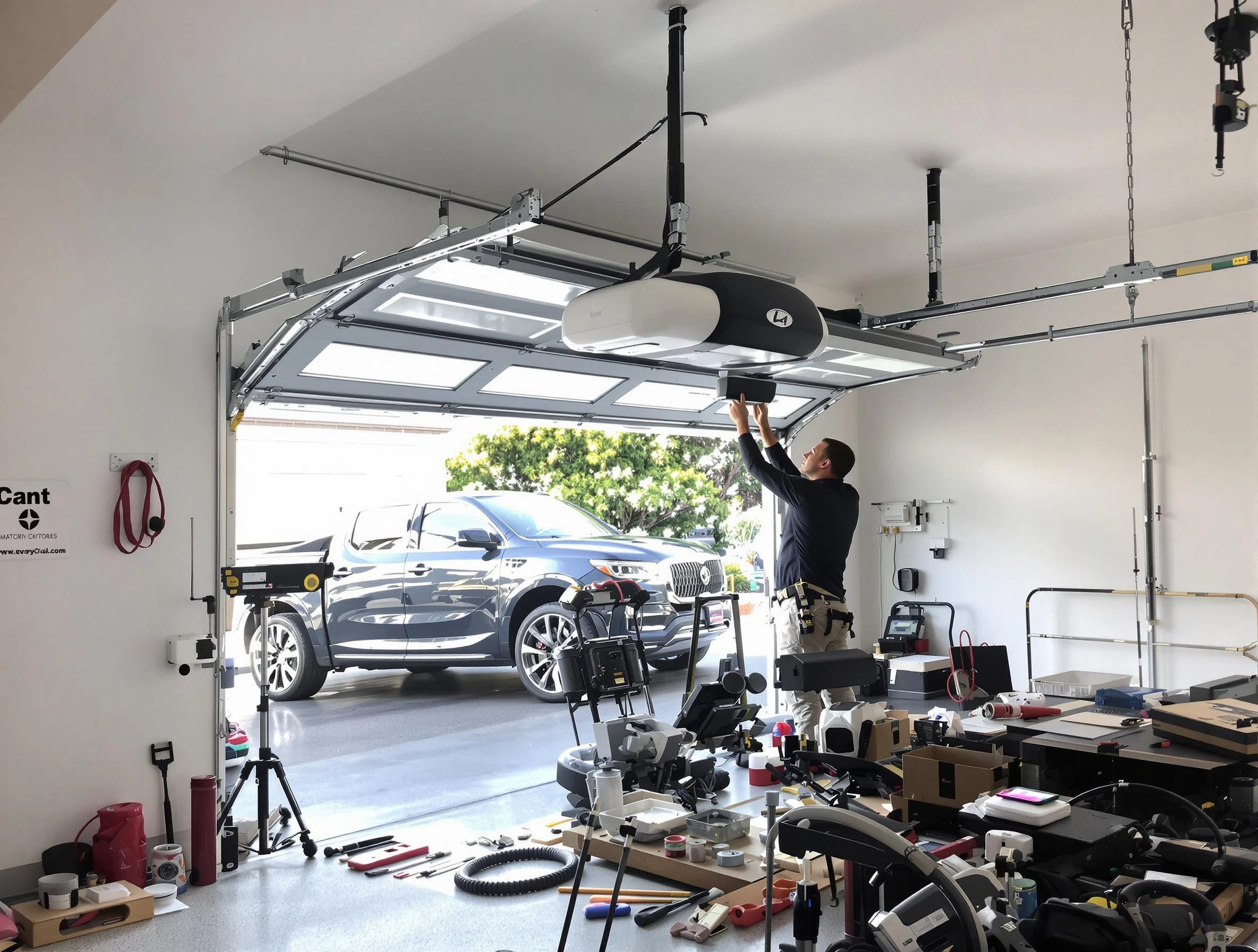 Sayreville Garage Door Repair specialist installing smart garage door opener system in Sayreville home