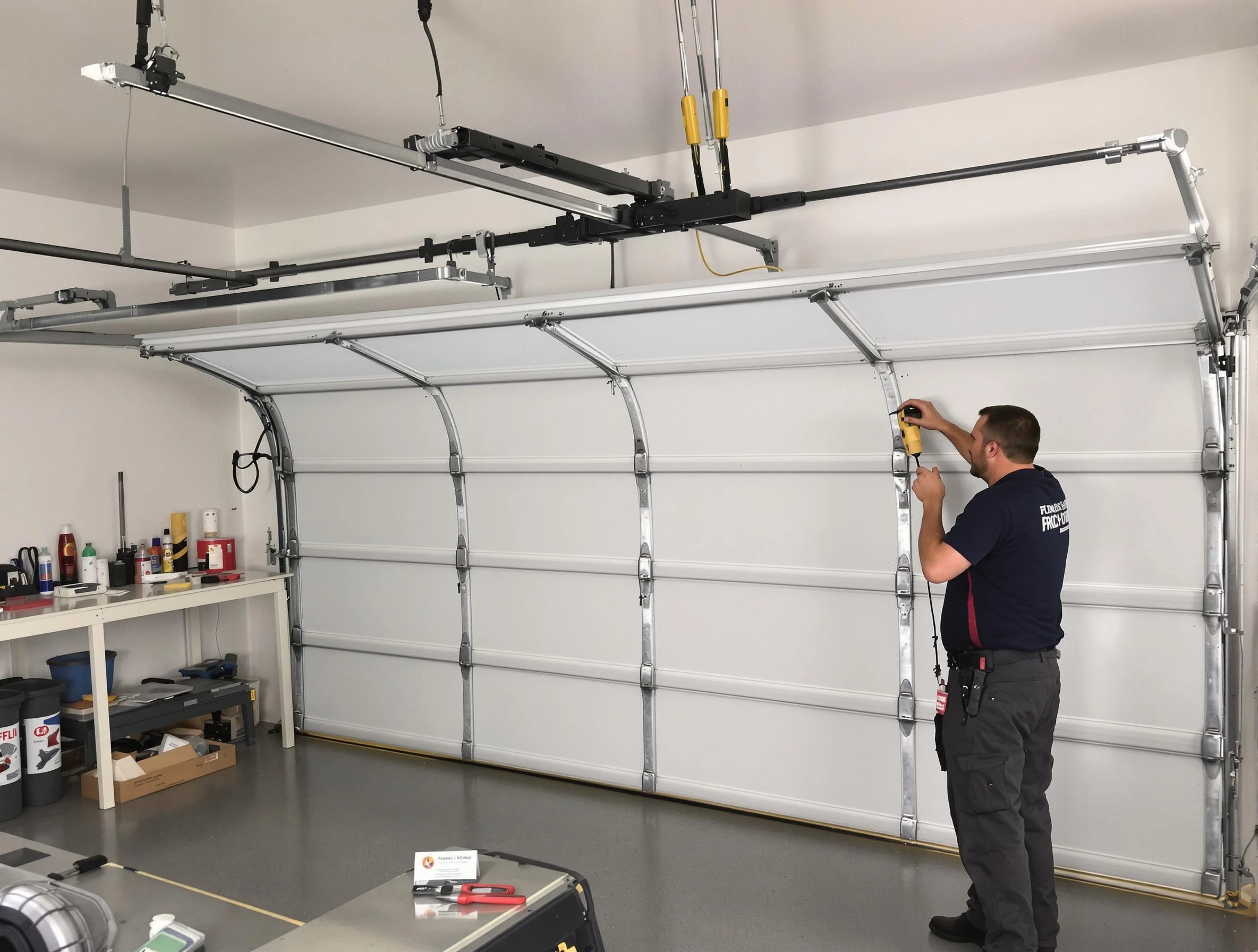 Sayreville Garage Door Repair certified technician performing overhead door system repair in Sayreville