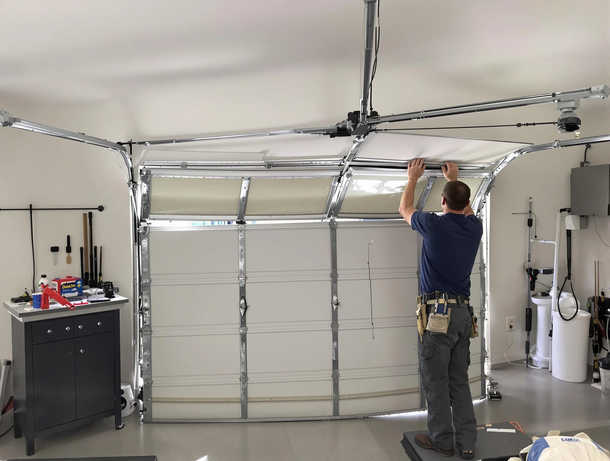 Sayreville Garage Door Repair specialist performing precise section replacement on Sayreville garage door